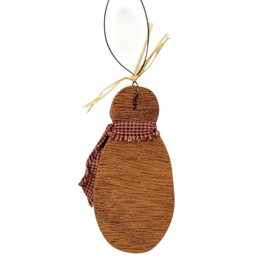 VTG 90s Arizona Snowman Christmas Ornament 1998 Wooden Cactus Country Rustic‎